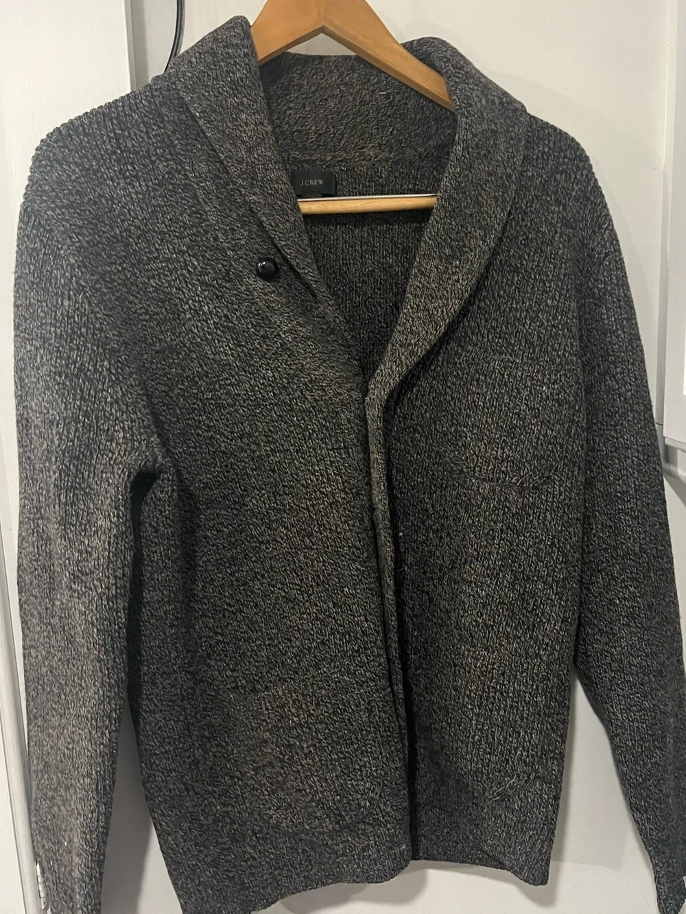 J. Crew Gray Shawl Collar Cardigan 100% Lambswool